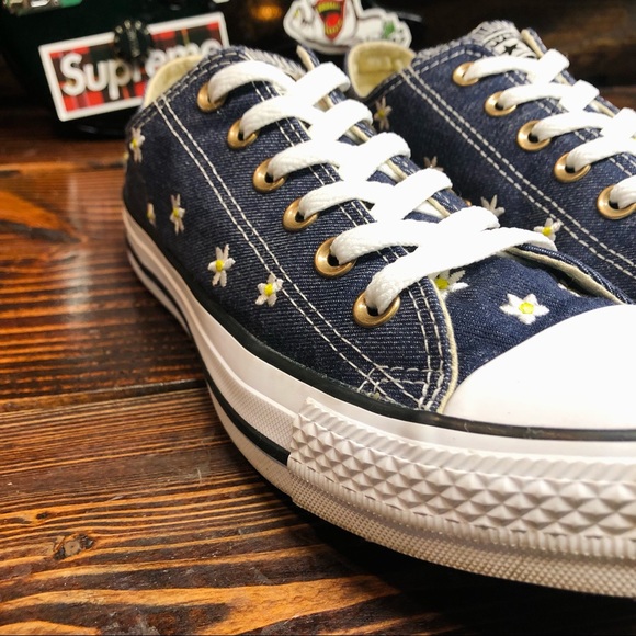 Converse | Shoes | Converse Ct All Star Blue Denim Daisy Flowers | Poshmark